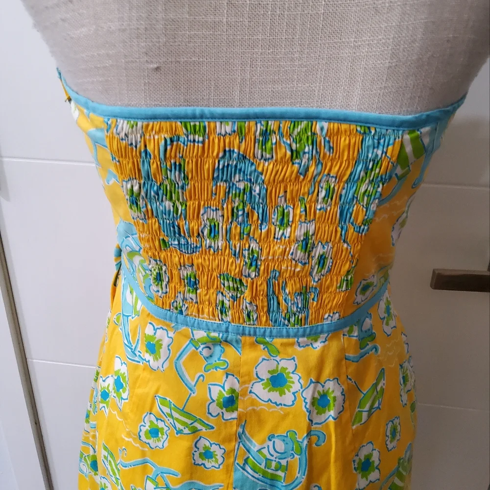 Lilly Pulitzer Floral Monkey Strapless Dress Size 6 - Picture 5 of 11